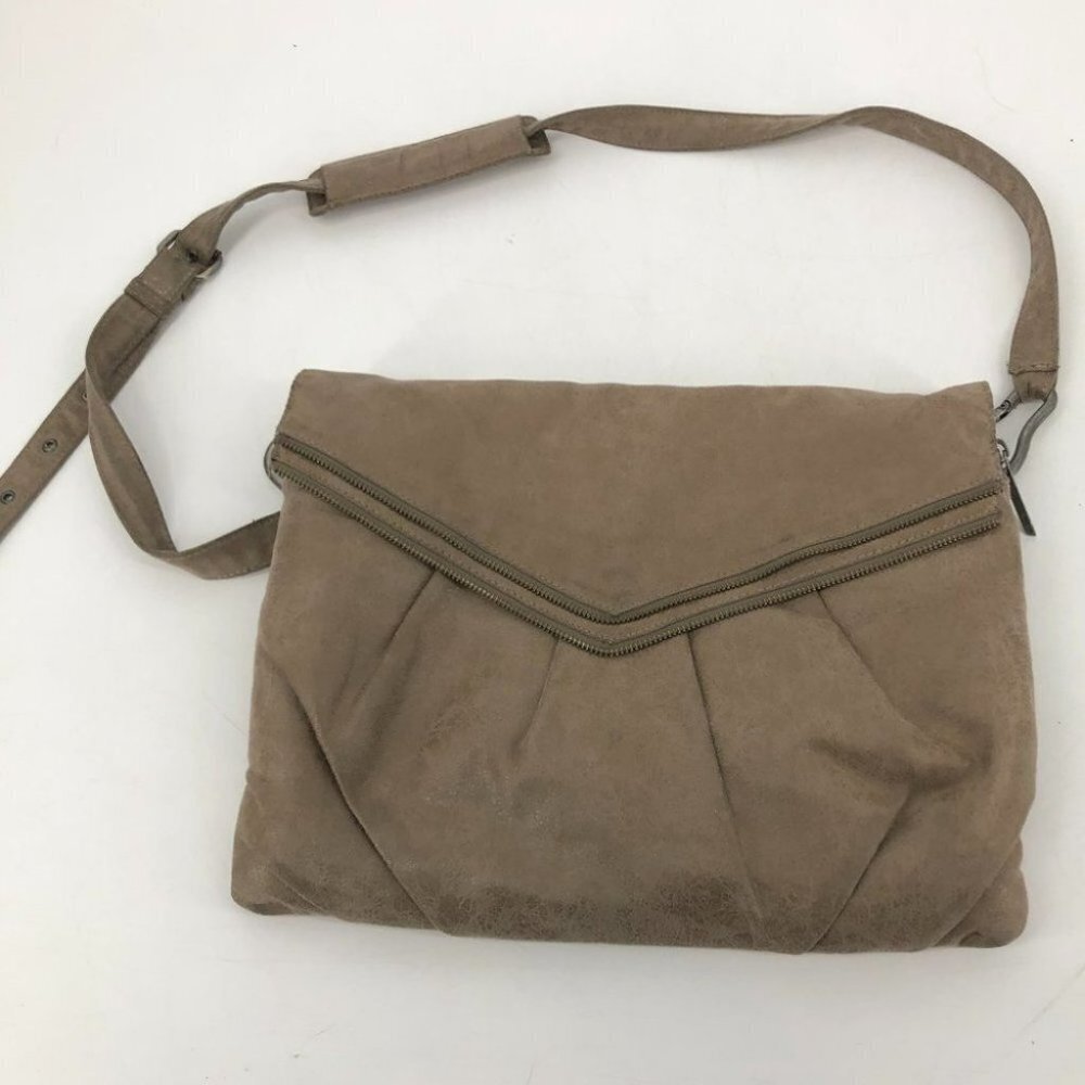 Matt & Nat taupe fabric envelope shoulder bag zipper detail  recycled materials - Picture 15 of 15